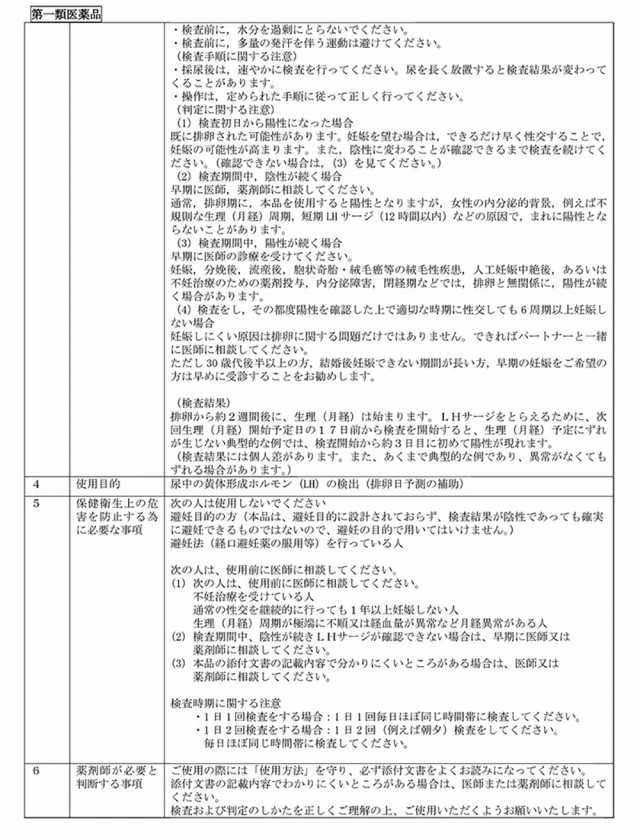 ドゥーテストLH Ⅱ 排卵検査薬　説明書のみ7枚