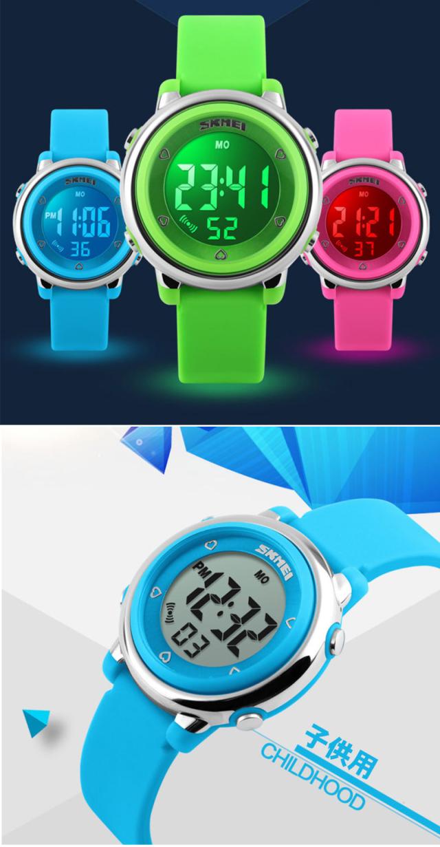 SKMEI スポーツ 腕時計 キッズウォッチ 子供用 ポップカラー