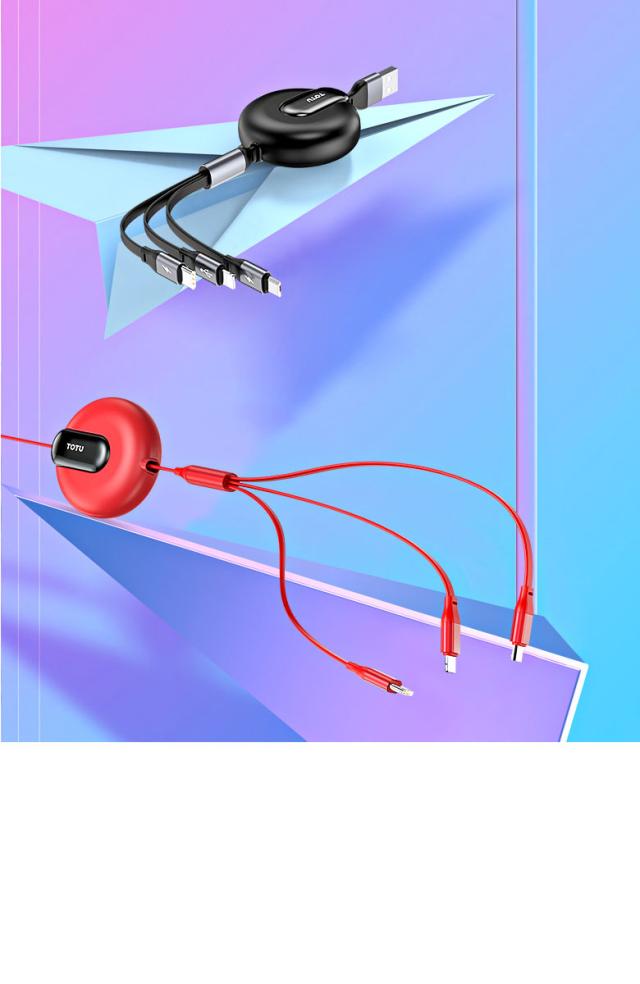 巻き取り式 3in1 USBケーブル