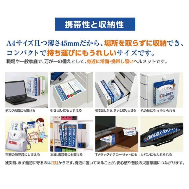 オサメット(OSAMETKGO-1)A4サイズ 防災用ヘルメット