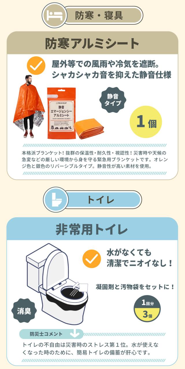 防災セット 1人用 30点 避難セット おしゃれ 9カラー 
