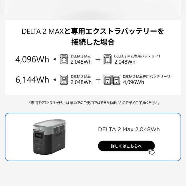 専用エクストラバッテリー EcoFlow DELTA 2 Max 2048Wh 専用