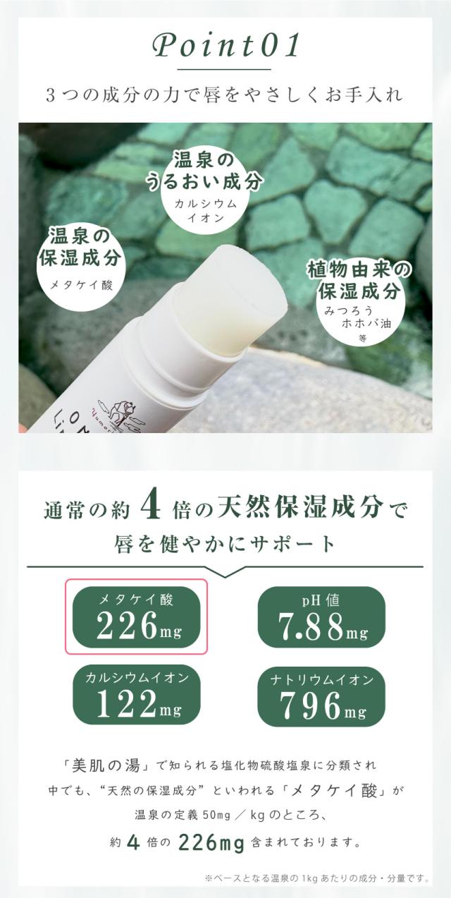 ゆもりびと温泉リップクリームの商品紹介画像
