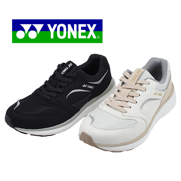 ヨネックス レディース SHW123 パワークッション ウォーキングシューズ 3.5E ブラック クリーム ベージュ 幅広 軽量 YONEX  【レディース】
