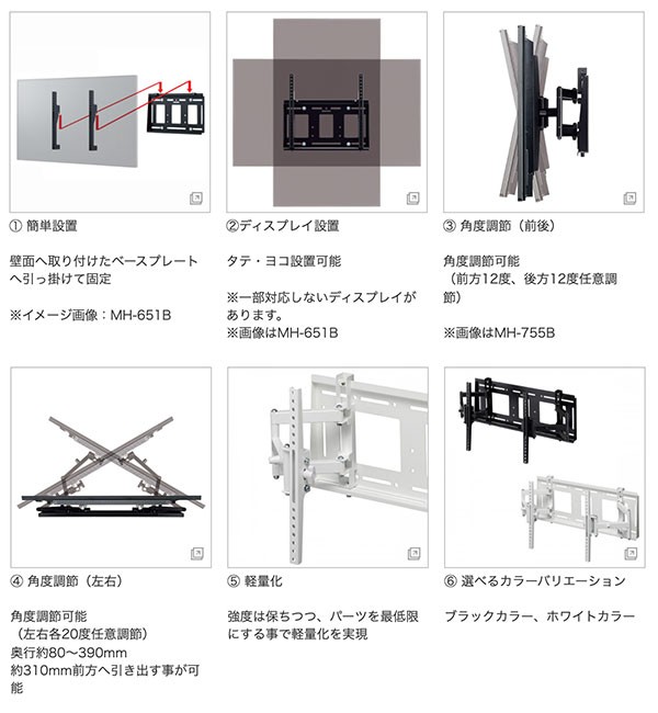 大得価高品質】 ハヤミ工産 MH-651B ブラック MHシリーズ [テレビ用壁掛金具(〜70V型対応・角度固定タイプ)] メーカー直送 XPRICE  PayPayモール店 通販 PayPayモール