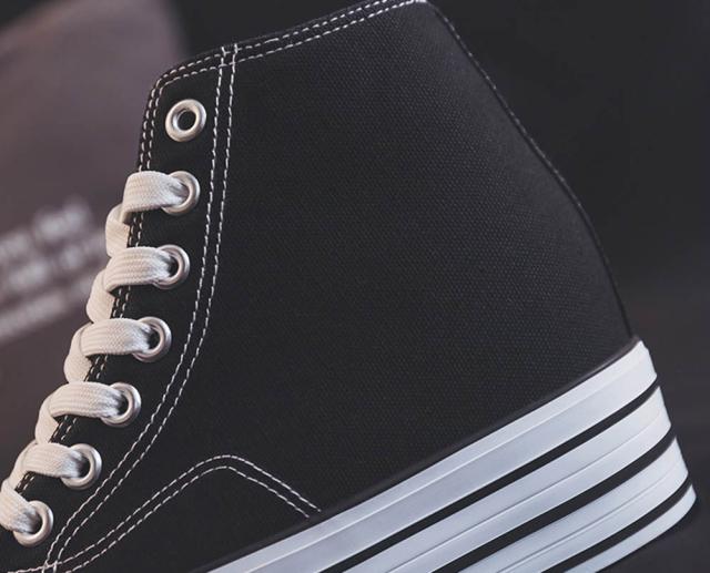 シークレットシューズ スニーカー キャンバス レディース ハイカット サイドジッパー カジュアルシューズ 9.5CM 身長アップ インヒール内蔵のため 厚底 歩きやすい おしゃれ靴 春 秋 通勤 通学