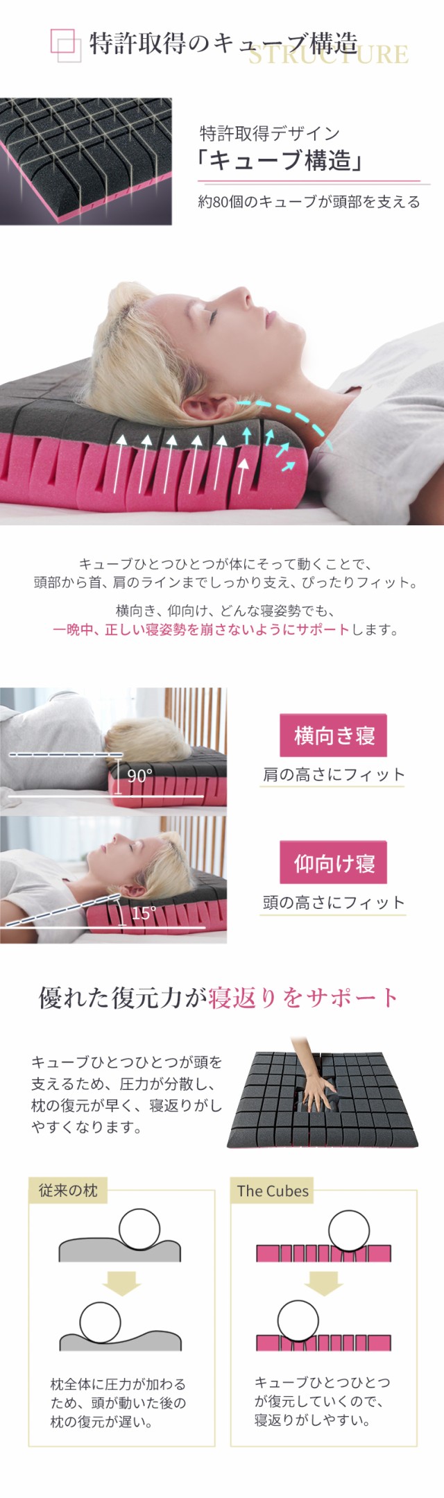 枕 まくら 無重力枕 The Cubes ザ キューブス 公式ショップ 首 枕 まくら 無重力枕 The Cubes ザ キューブス 公式ショップ 首