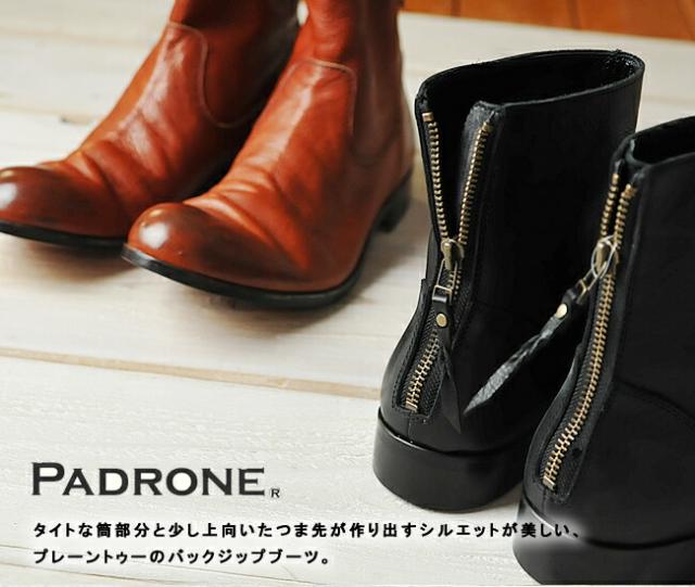 【サイズ交換初回片道送料無料】【人気第5位】パドローネ PADRONE パドロネ プレーントゥブーツ（バックジップ）"EDWARD" PADRONE BACK ZIP PU7885-1101-11C 革靴 レザーブーツ 日本製