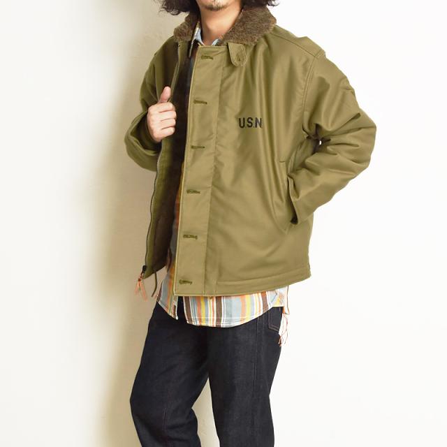 HOUSTON／ヒューストン　N-1デッキジャケット カーキ メンズ38 美品 HOUSTON／ヒューストン N-1デッキジャケット カーキ メンズ38 美品