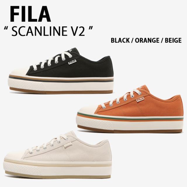 FILA フィラ スニーカー SCANLINE V2 1XM01937E_001/247/920 BLACK ORANGE BEIGE スキャンライン V2 ブラック オレンジ ベージュ メンズ レディース 男性用 女性用