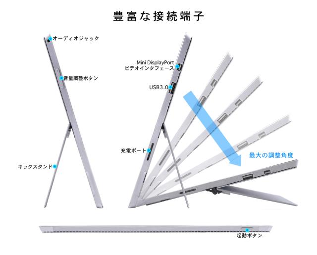 Surface Pro 7 の薄型軽量ボディを手で持っている画像で中古でも持ち運びやすい12.3型タブレットPCの利点が分かる構図