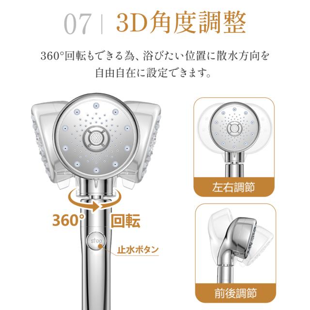 シャワーヘッド 最新 5段階モード マイクロナノバブル 塩素除去 高洗浄