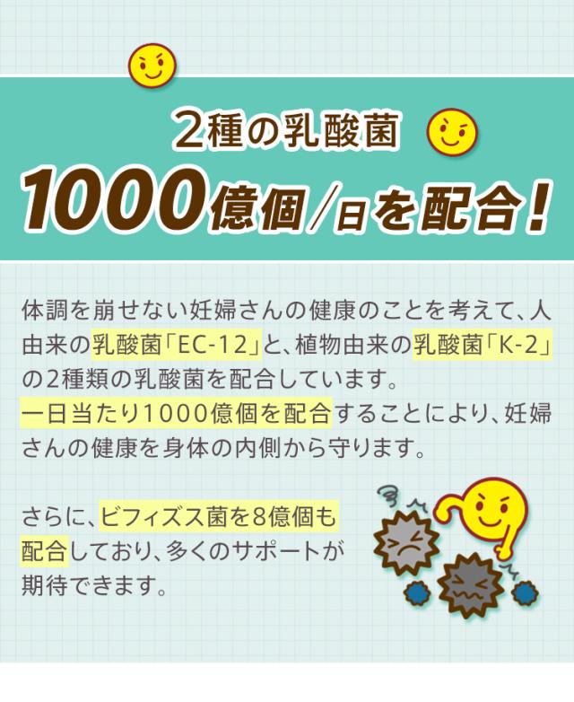 体調を崩せない妊婦さんのことを考えたサポート成分も配合