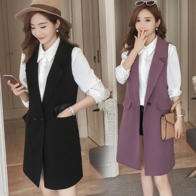 ベスト スーツ ロング 事務服 ビジネス 通勤 チェック柄 レディース ジレ 制服 オフィス ユニフォーム ノースリーブ 就職 就活 hx22mar26vckxzmj07_2.jpg