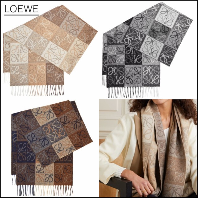 LOEWE ロエベ loewe アナグラム スカーフ マフラー ウール カシミヤ