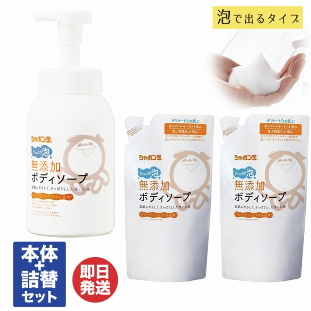 シャボン玉 無添加ボディソープ たっぷり泡 ボトル 本体(570ml)1個+詰