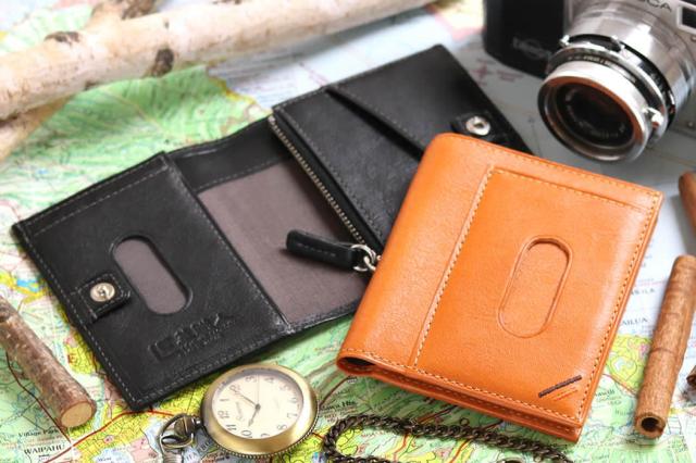 祥力 革職人 レザーファクトリー デュアルライン 定期入れ付き二つ折り財布