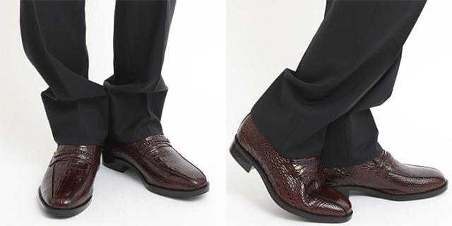 北嶋製靴工業所 KITAJIMA 牛革クロコ調スワローモカ 5cmヒールアップ 636 1足