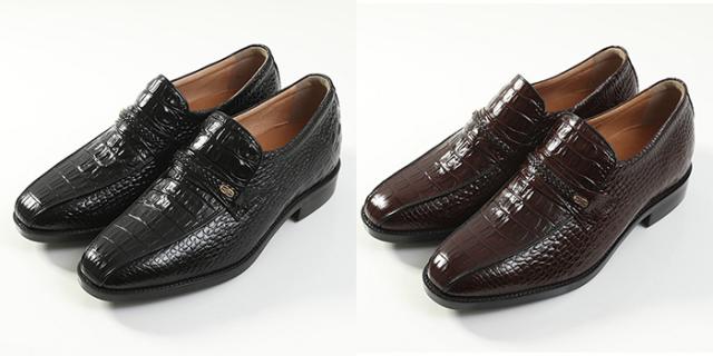 北嶋製靴工業所 KITAJIMA 牛革クロコ調スワローモカ 5cmヒールアップ 636 1足