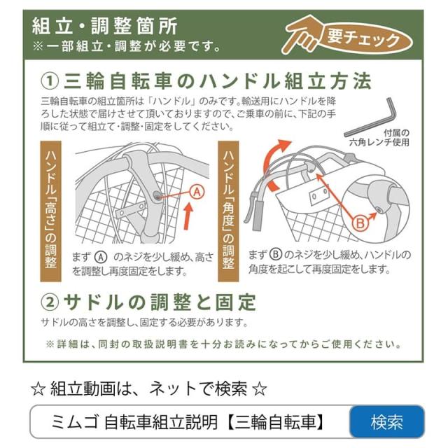ミムゴ e-parton PLUS ノーパンク ロータイプ電動アシスト三輪自転車 特別セット
