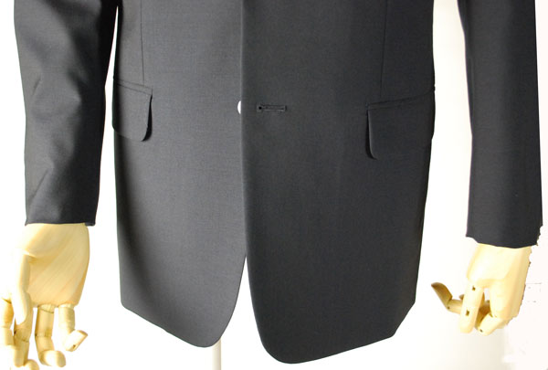 夏用 限りなく黒に近い濃紺 ドーメルスーツ 【衿巾8cm〜8.4cm】：RM350【BB6　BB7】 シングル 【2B×1掛け★パンツ裾未処理】メンズ 紳士 サマーフォーマル ビジネススーツ オフィス