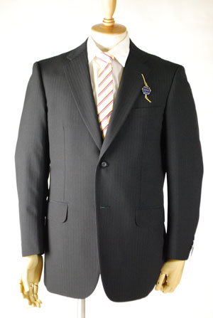 夏用 限りなく黒に近い濃紺 ドーメルスーツ 【衿巾8cm〜8.4cm】：RM351【A6 BB5のみ】 シングル 【2B×1掛け★パンツ裾未処理】メンズ 紳士 サマーフォーマル ビジネススーツ オフィス