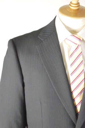 夏用 限りなく黒に近い濃紺 ドーメルスーツ 【衿巾8cm〜8.4cm】：RM351【A6 BB5のみ】 シングル 【2B×1掛け★パンツ裾未処理】メンズ 紳士 サマーフォーマル ビジネススーツ オフィス