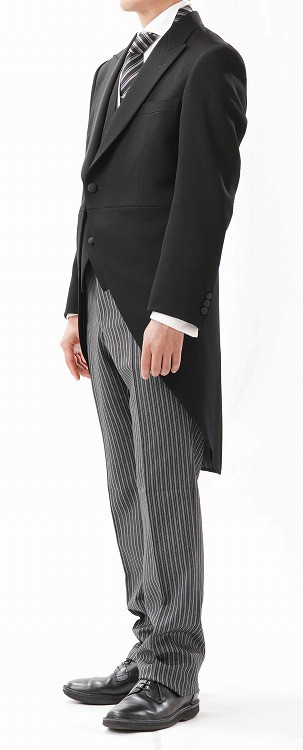 MIYUKI TEX】合物 国産最高級ミユキ毛織のモーニングコート 3P 日本製：上着＆白衿付きベスト  Supertexのノータック縞コールパンツ(Rの通販はau PAY マーケット ＧＨＫ通販 au PAY マーケット－通販サイト