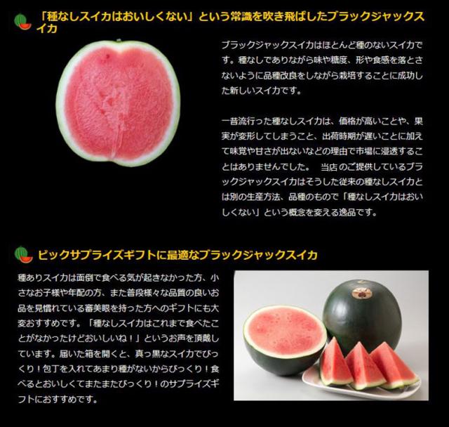 スイカ　ブラックジャック　種なし　甘い　熊本県産
