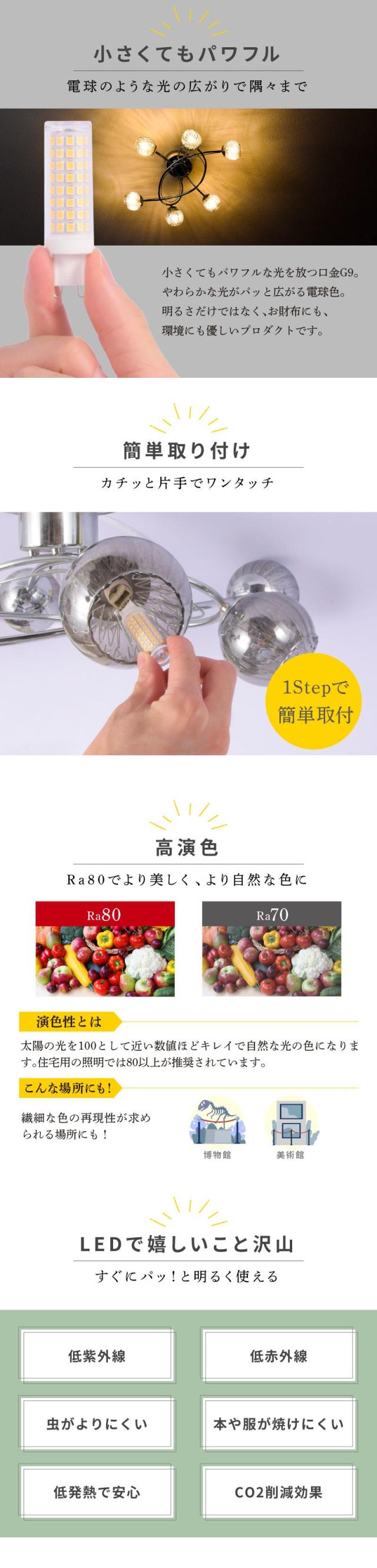 LED電球 G9 電球色 昼白色