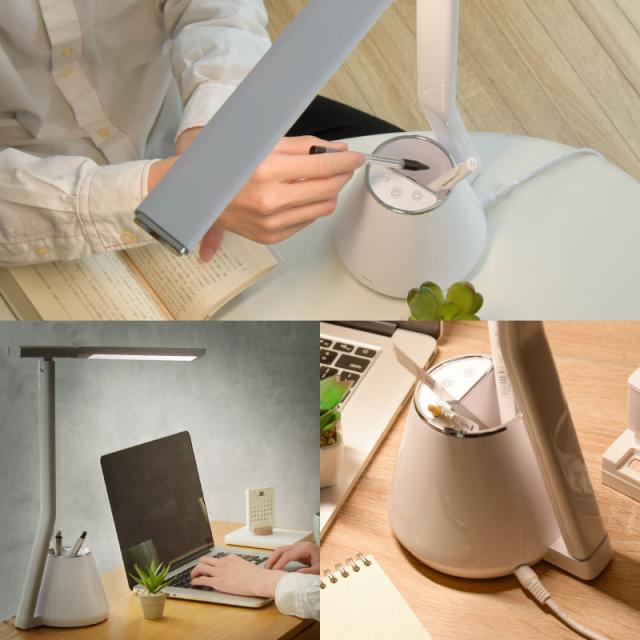 デスクライト ペン立て付 LED 省スペース型 調光 調色 JIS規格