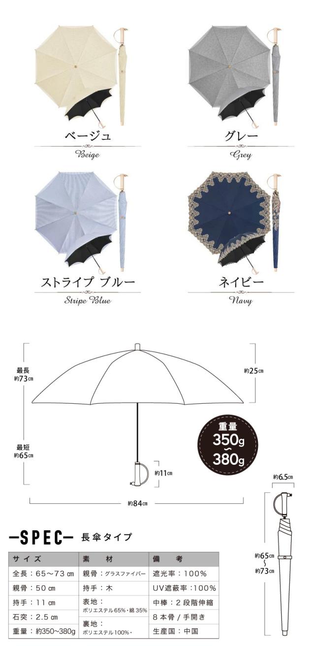 日傘 完全遮光 長傘 晴雨兼用