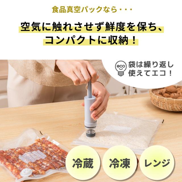 真空フードポンプセット 真空ポンプ & 保存袋 20枚