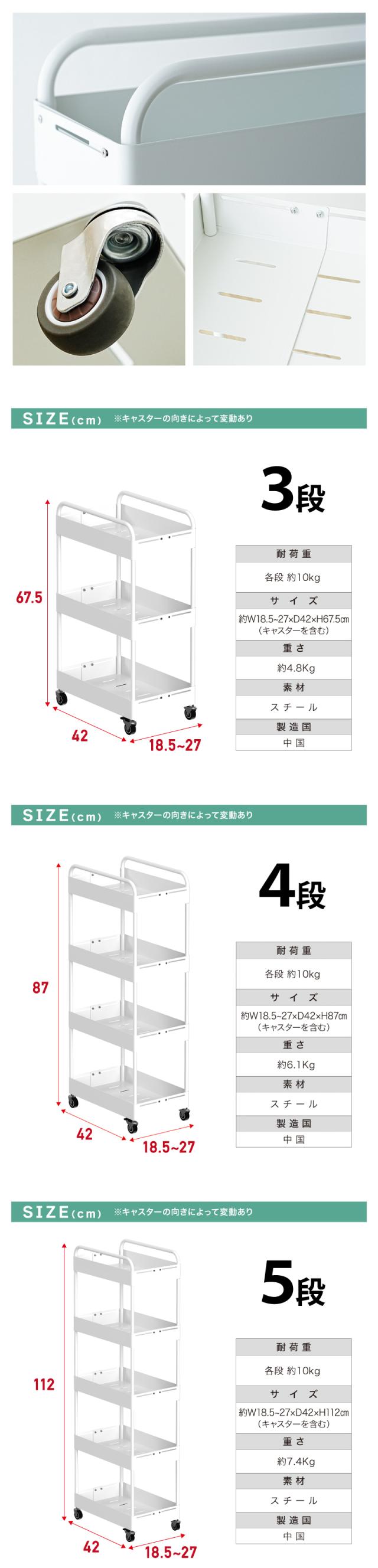 キッチンワゴン 収納ワゴン キャスター付き 北欧