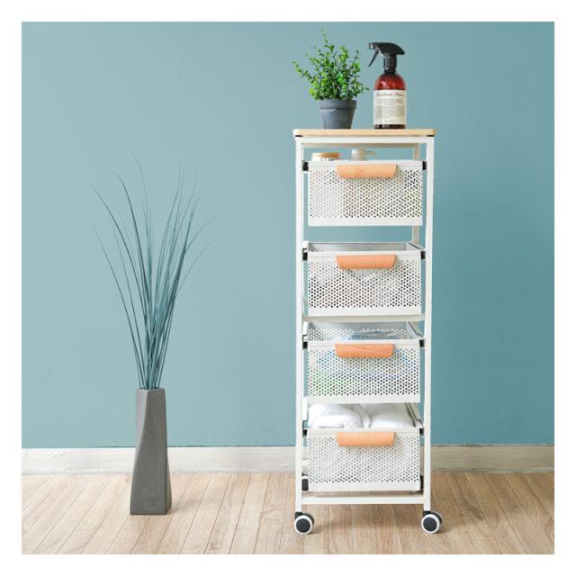 キッチンワゴン 4段 収納ワゴン キャスター付き 北欧