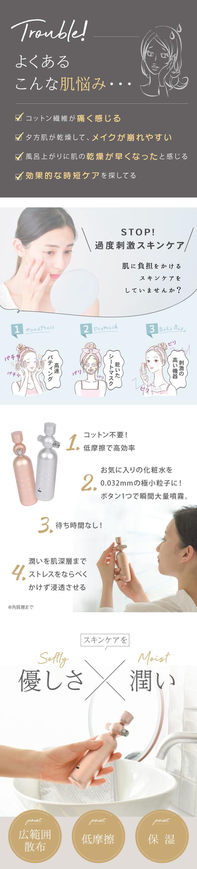 フェイススチーマー 美顔器 微粒子ミスト ハンディミスト スチーマー 化粧水