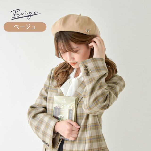 ベレー帽 レディース 秋冬 帽子 ワンポイント付 秋冬 韓国風