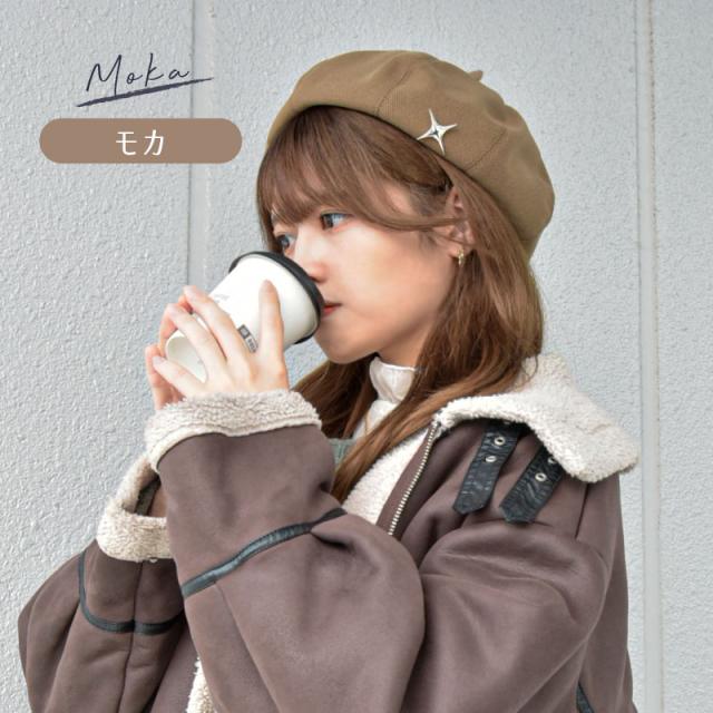 ベレー帽 レディース 秋冬 帽子 ワンポイント付 秋冬 韓国風
