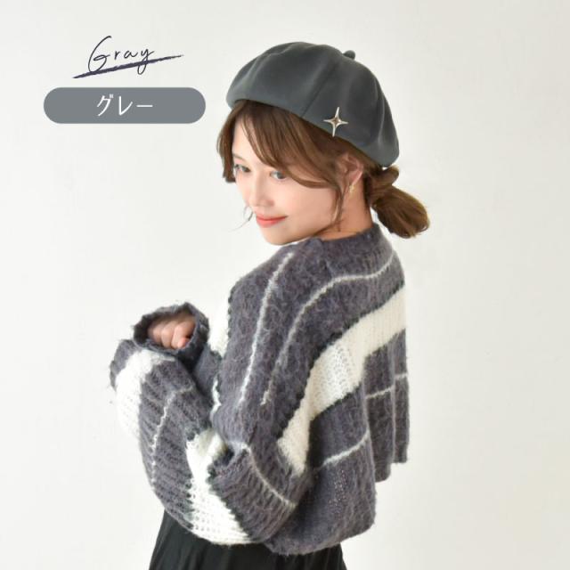 ベレー帽 レディース 秋冬 帽子 ワンポイント付 秋冬 韓国風