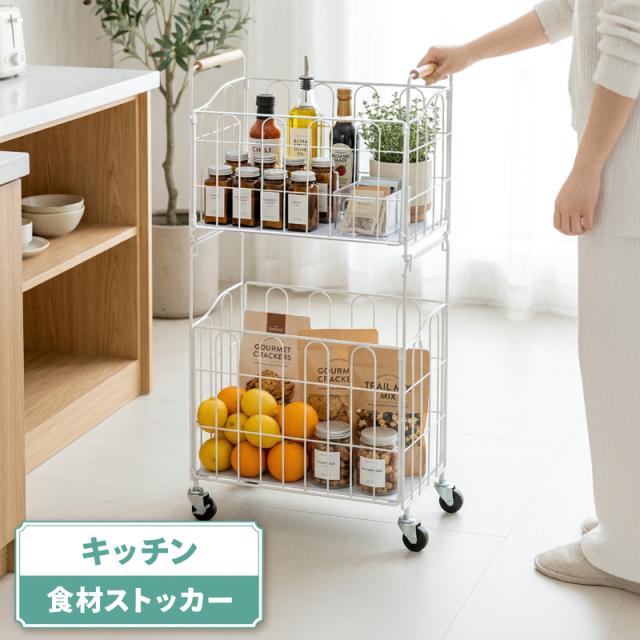 ランドリーワゴン 2段 洗面所収納 スリム収納 幅23cm カゴが外せる
