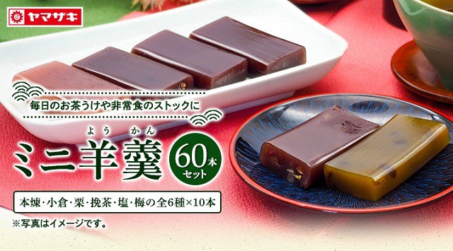 梅はメーカー製造中止の為、在庫限りで終売＞ミニ羊かん６０本【６種類セット】 「本煉・小倉・栗・挽茶・塩・梅」 一口 ようかん おの通販はau PAY  マーケット - ヤマザキプラザ市川 | au PAY マーケット－通販サイト