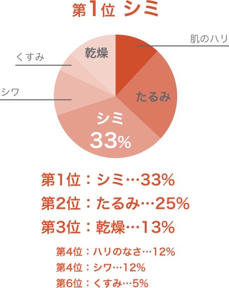 肌悩みアンケート シミが最多