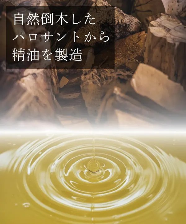 自然倒木したパロサントから精油を製造したフレグランスミスト