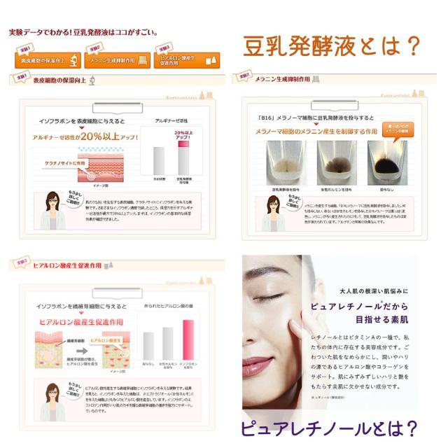 なめらか本舗 豆乳発酵液 ピュアレチノール 成分説明画像