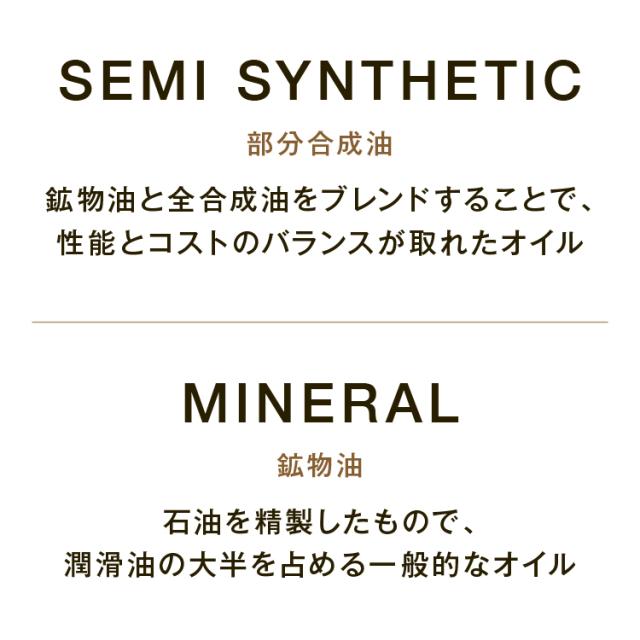 部分合成油は、全合成油と鉱物油をブレンドすることで性能とコストのバランスのとれたオイル