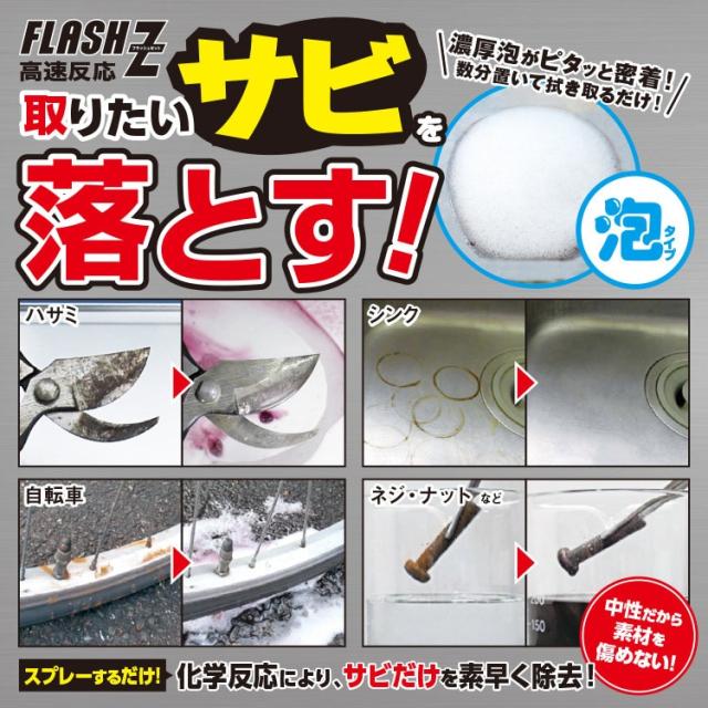 化学反応によりサビだけを素早く除去