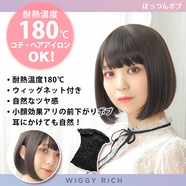 Wiggy Rich ぱっつん セール特別価格 ボブ ブラウニー ブラック 黒髪 アニメ 前髪 ウィッグ ウイッグ Wig キャラクター 黒色