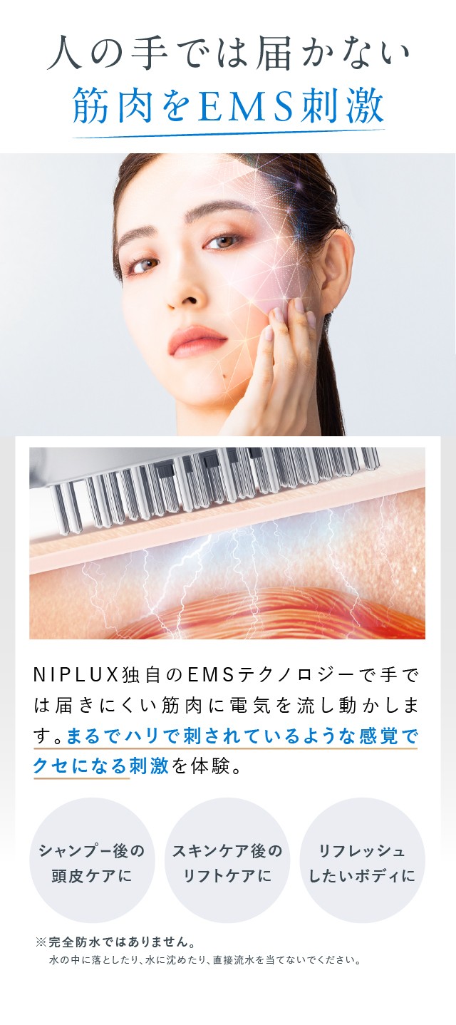電気ブラシ EMS美顔器 リフトアップ 頭皮ケア ブラシ型 NIPLUX