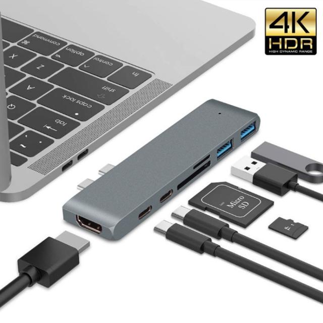 usb-c ハブ 7in1 USB Type-c ハブ LAN USBハブ マルチハブ カードリーダー マルチポートアダプタ