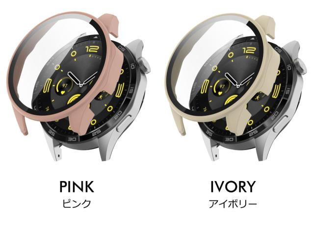 Huawei watch gt4 ケース 46mm 41mm フィルム一体型ケース カバー 画面保護フィルム 強化ガラスフィルム ファーウェイ スマートウォッチ